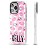 iPhone 16 Pro Max Personalised Pink Stripes & Lips Black Impact Phone Case