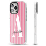 iPhone 16 Pro Max Personalised Pink on Pink Stripes Black Impact Phone Case