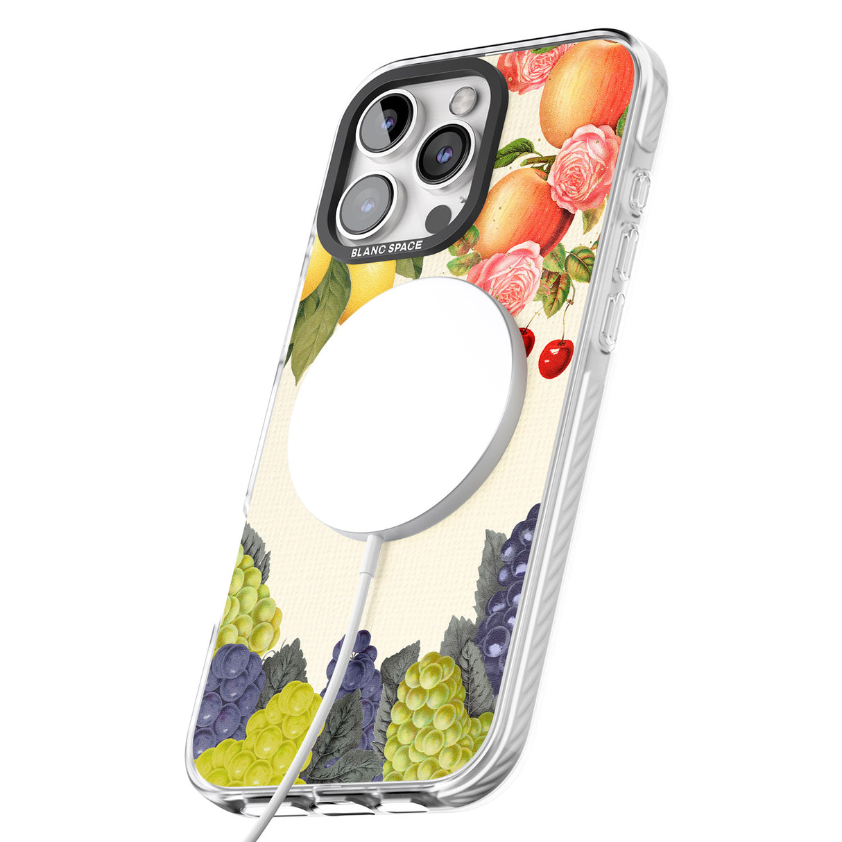 iPhone 16 Pro Max Personalised Vintage Fruits Black Impact Phone Case + Magsafe