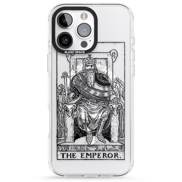 iPhone 16 Pro Max Personalised The Emperor Tarot Card - Transparent Black Impact Phone Case