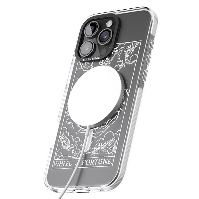 iPhone 16 Pro Max Personalised Wheel of Fortune Tarot Card - White Transparent Black Impact Phone Case