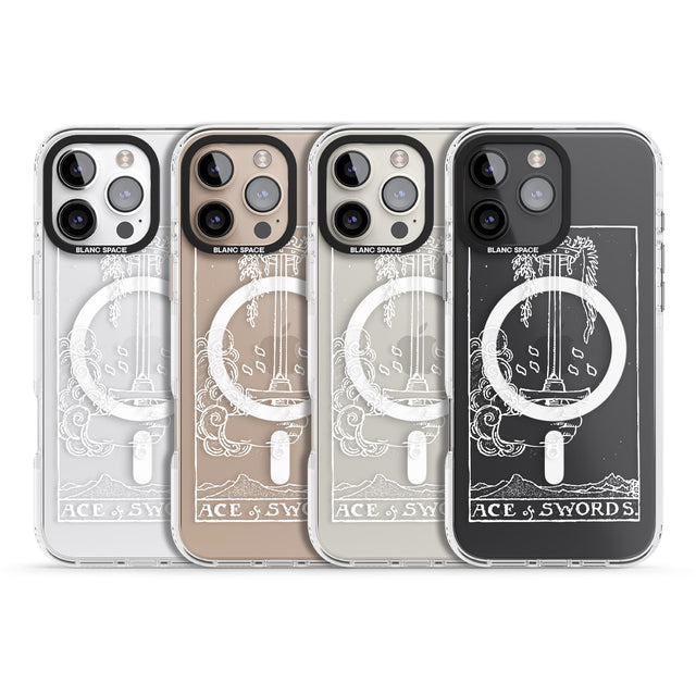 iPhone 16 Pro Max Personalised Ace of Swords Tarot Card - White Transparent Black Impact Phone Case