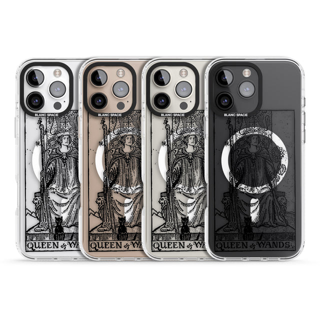 iPhone 16 Pro Max Personalised Queen of Wands Tarot Card - Transparent Black Impact Phone Case