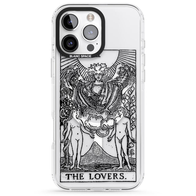 iPhone 16 Pro Max Personalised The Lovers Tarot Card - Transparent Black Impact Phone Case