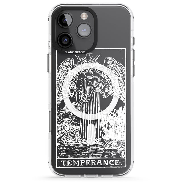 iPhone 16 Pro Max Personalised Temperance Tarot Card - White Transparent Black Impact Phone Case