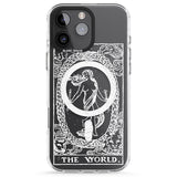 iPhone 16 Pro Max Personalised The World Tarot Card - White Transparent Black Impact Phone Case