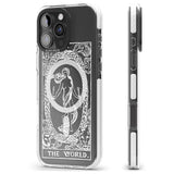 iPhone 16 Pro Max Personalised The World Tarot Card - White Transparent Black Impact Phone Case