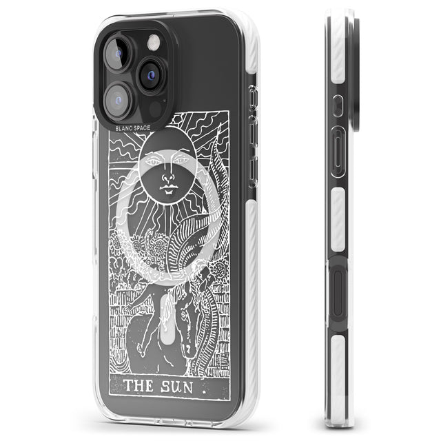 iPhone 16 Pro Max Personalised The Sun Tarot Card - White Transparent Black Impact Phone Case