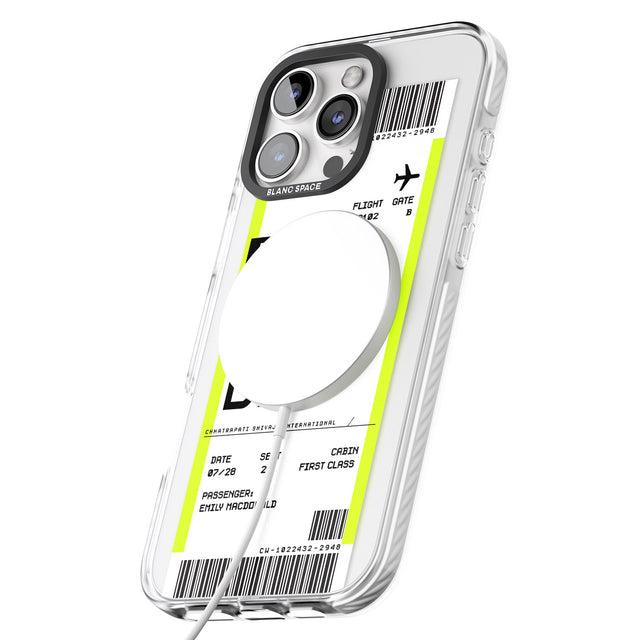 iPhone 16 Pro Max Personalised Mumbai Boarding Pass Black Impact Phone Case