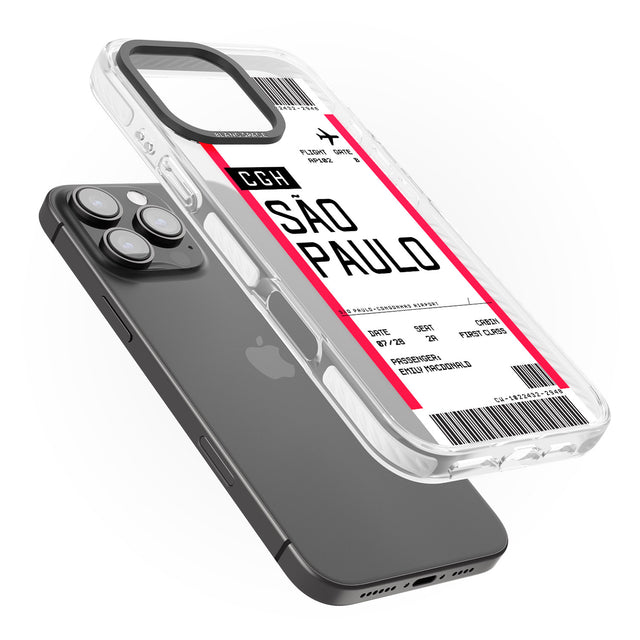 iPhone 16 Pro Max Personalised São Paulo Boarding Pass Black Impact Phone Case