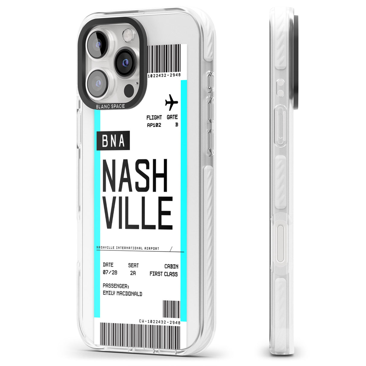 iPhone 16 Pro Max Personalised Nashville Boarding Pass Black Impact Phone Case