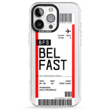 iPhone 16 Pro Max Personalised Belfast Boarding Pass Black Impact Phone Case