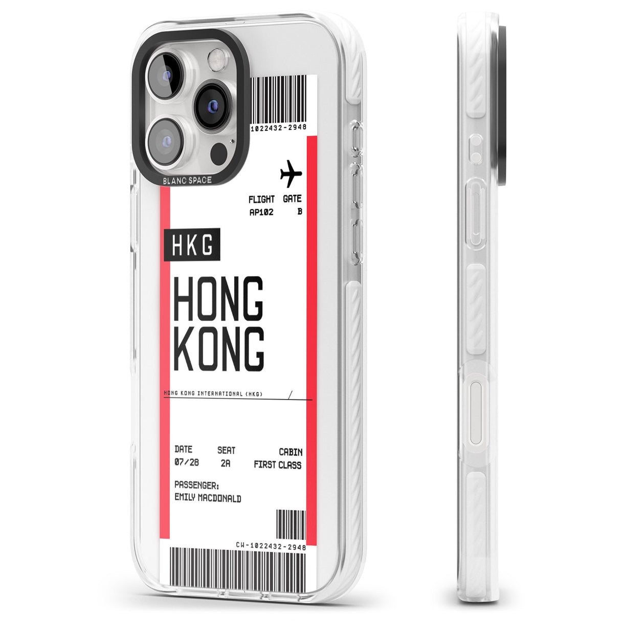 iPhone 16 Pro Max Personalised Hong Kong Boarding Pass Black Impact Phone Case