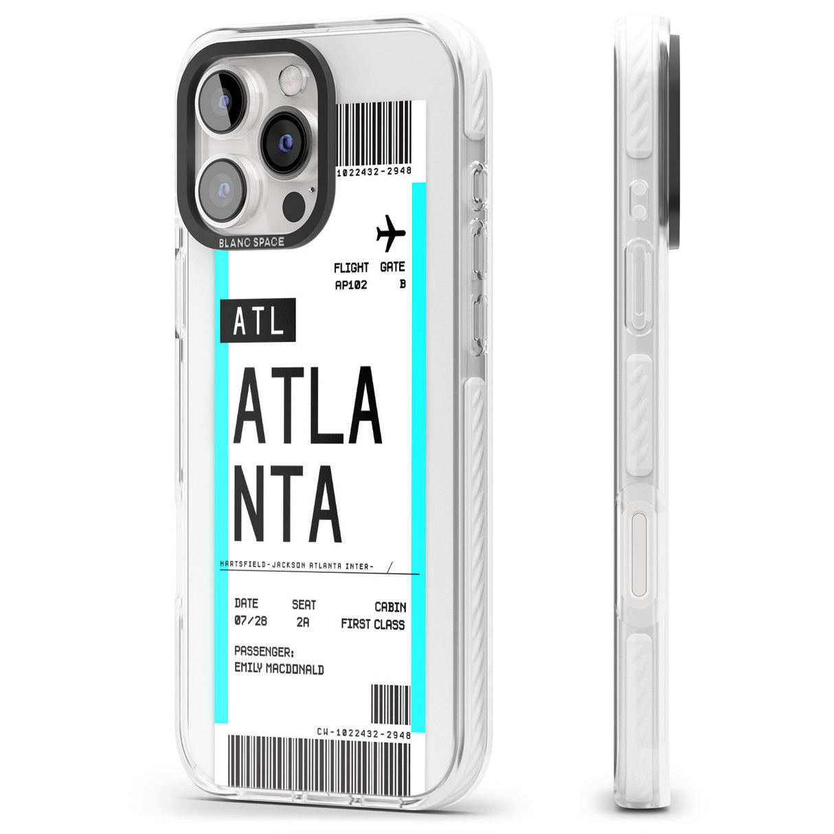 iPhone 16 Pro Max Personalised Atlanta Boarding Pass Black Impact Phone Case