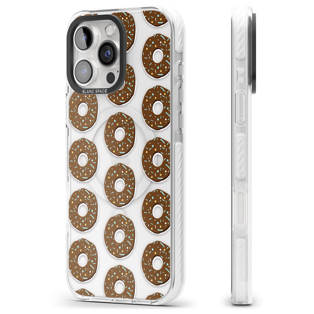 iPhone 16 Pro Max Chocolate Donut Pattern Black Impact Phone Case