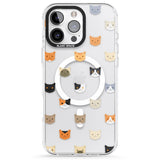 iPhone 16 Pro Max Cute Cat Face Transparent Black Impact Phone Case