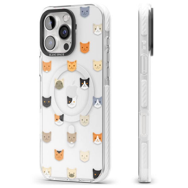 iPhone 16 Pro Max Cute Cat Face Transparent Black Impact Phone Case