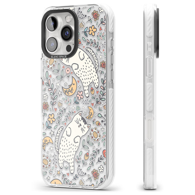 iPhone 16 Pro Max Sleeping Cat Pattern Black Impact Phone Case