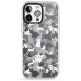 iPhone 16 Pro Max Dark Grey Cat Camouflage Pattern Black Impact Phone Case