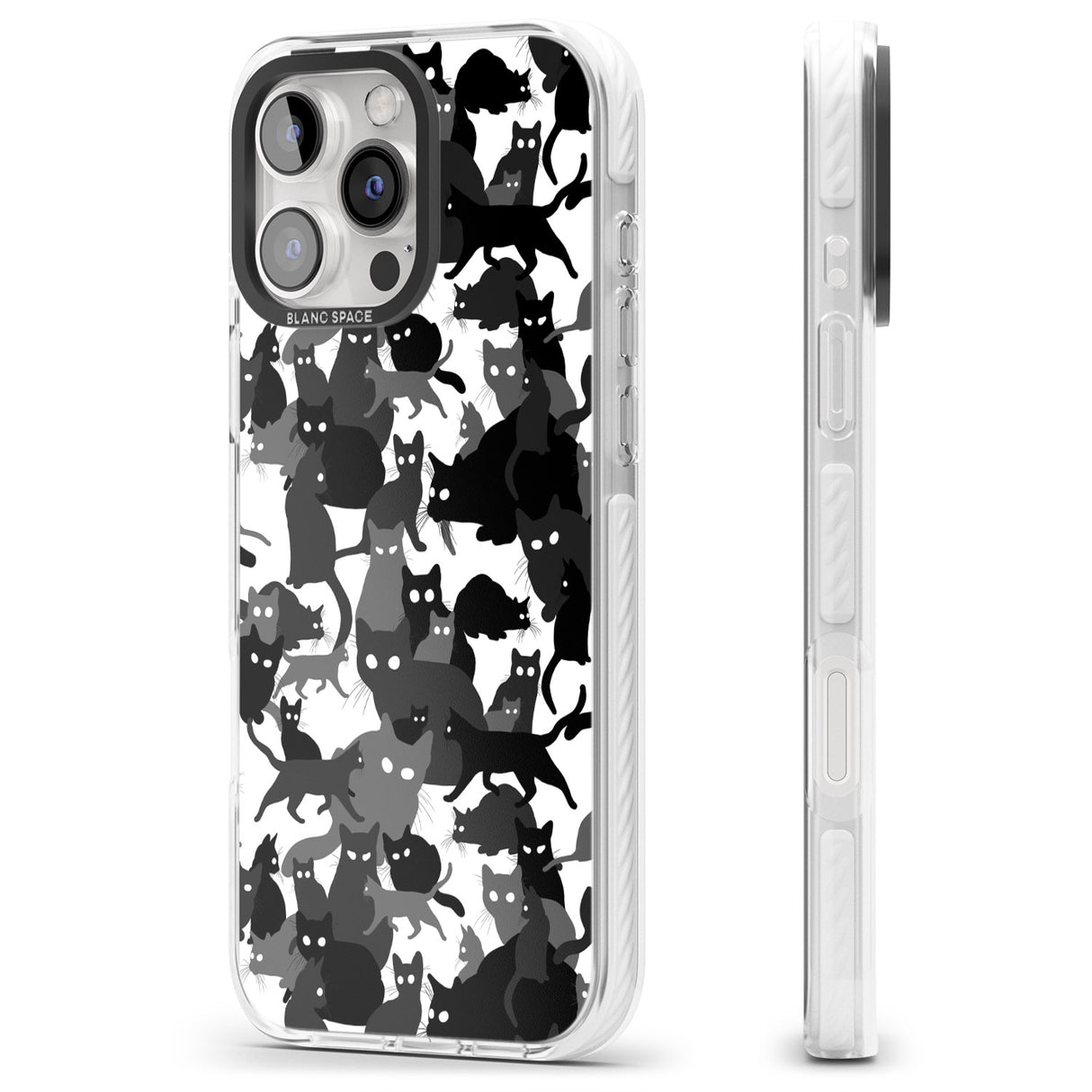 iPhone 16 Pro Max Black & White Cat Camouflage Black Impact Phone Case