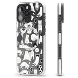 iPhone 16 Pro Max Cartoon Cat Collage - Black & White Black Impact Phone Case