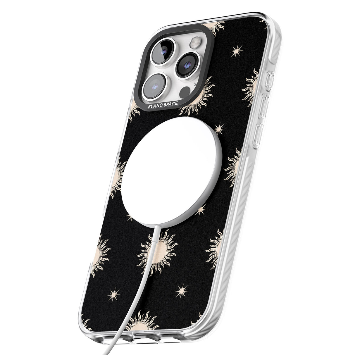 iPhone 16 Pro Max Celestial Patterns Classic Suns (Black) Black Impact Phone Case