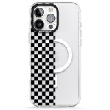 iPhone 16 Pro Max Checker: Half Black Check on Clear Black Impact Phone Case