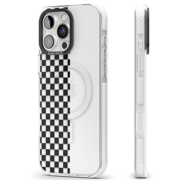 iPhone 16 Pro Max Checker: Half Black Check on Clear Black Impact Phone Case