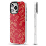 iPhone 16 Pro Max Red and Gold Dragon Pattern Black Impact Phone Case