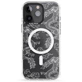 iPhone 16 Pro Max White Dragon Pattern Black Impact Phone Case