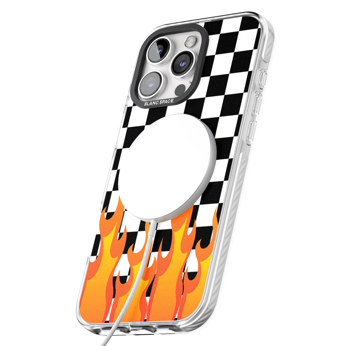 iPhone 16 Pro Max Checkered Fire Black Impact Phone Case