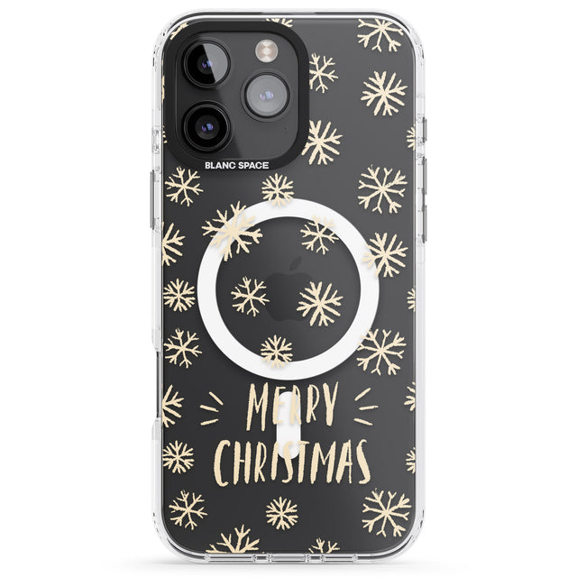 iPhone 16 Pro Max Christmas Snowflake Pattern Black Impact Phone Case