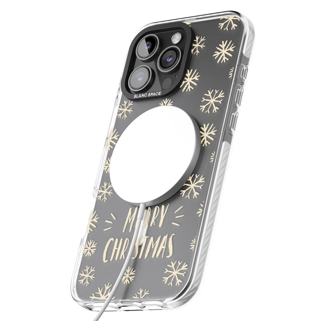 iPhone 16 Pro Max Christmas Snowflake Pattern Black Impact Phone Case