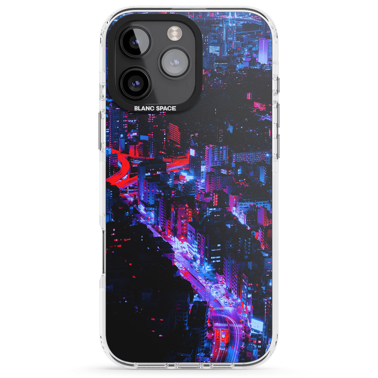 iPhone 16 Pro Max Arial City View - Neon Cities Photographs Black Impact Phone Case