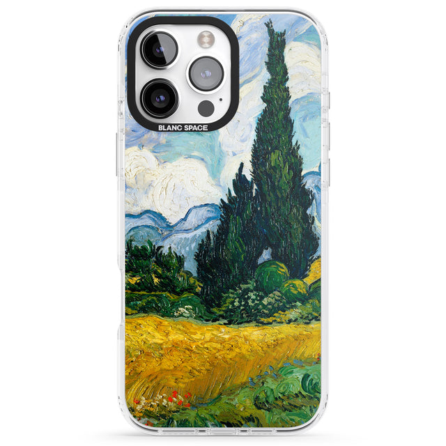 iPhone 16 Pro Max Wheat Field with Cypresses by Vincent Van Gogh Black Impact Phone Case