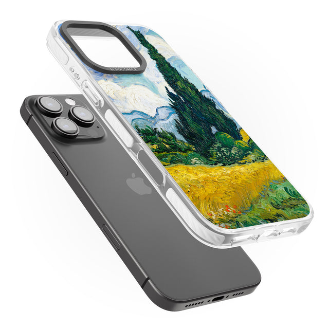 iPhone 16 Pro Max Wheat Field with Cypresses by Vincent Van Gogh Black Impact Phone Case