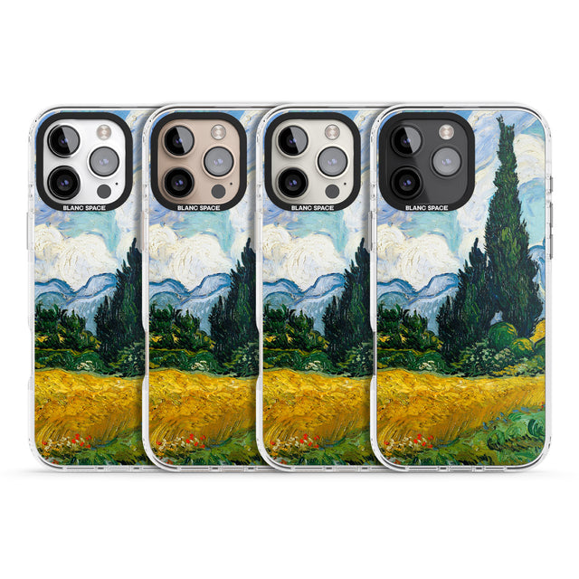 iPhone 16 Pro Max Wheat Field with Cypresses by Vincent Van Gogh Black Impact Phone Case