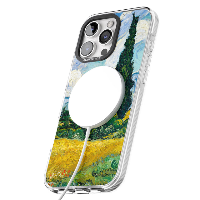 iPhone 16 Pro Max Wheat Field with Cypresses by Vincent Van Gogh Black Impact Phone Case