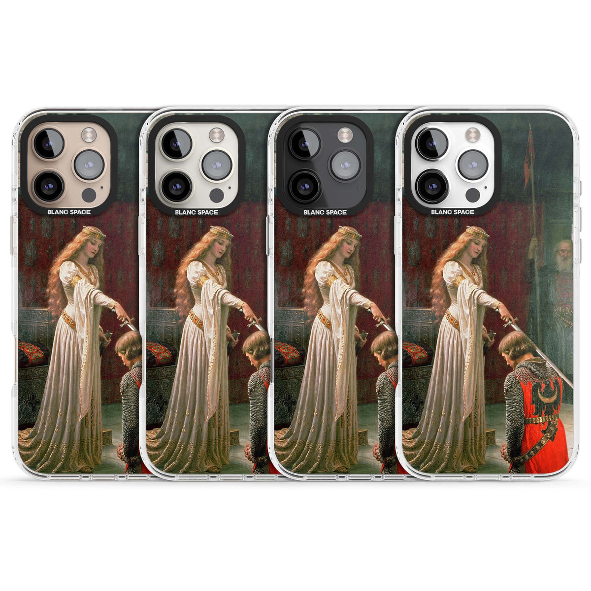 The Accolade renaissance art iPhone case featuring Edmund Blair Leighton's painting of a queen knighting a kneeling knight | Impact Magsafe case for iPhone 16 Pro, iPhone 16 Pro Max