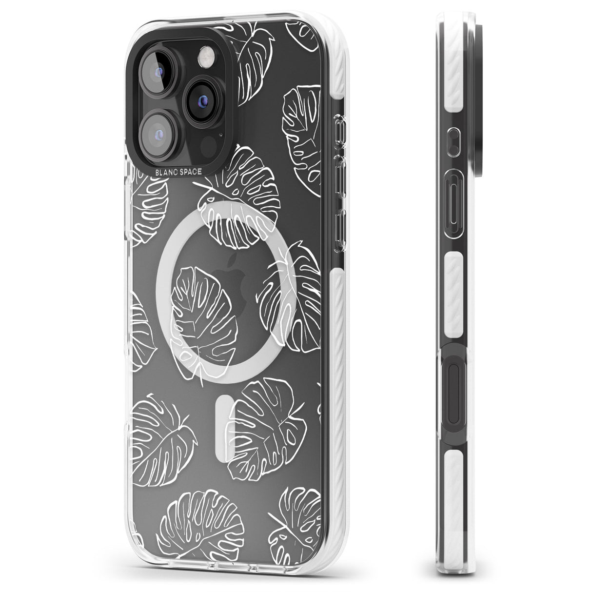 iPhone 16 Pro Max Monstera Leaves Black Impact Phone Case