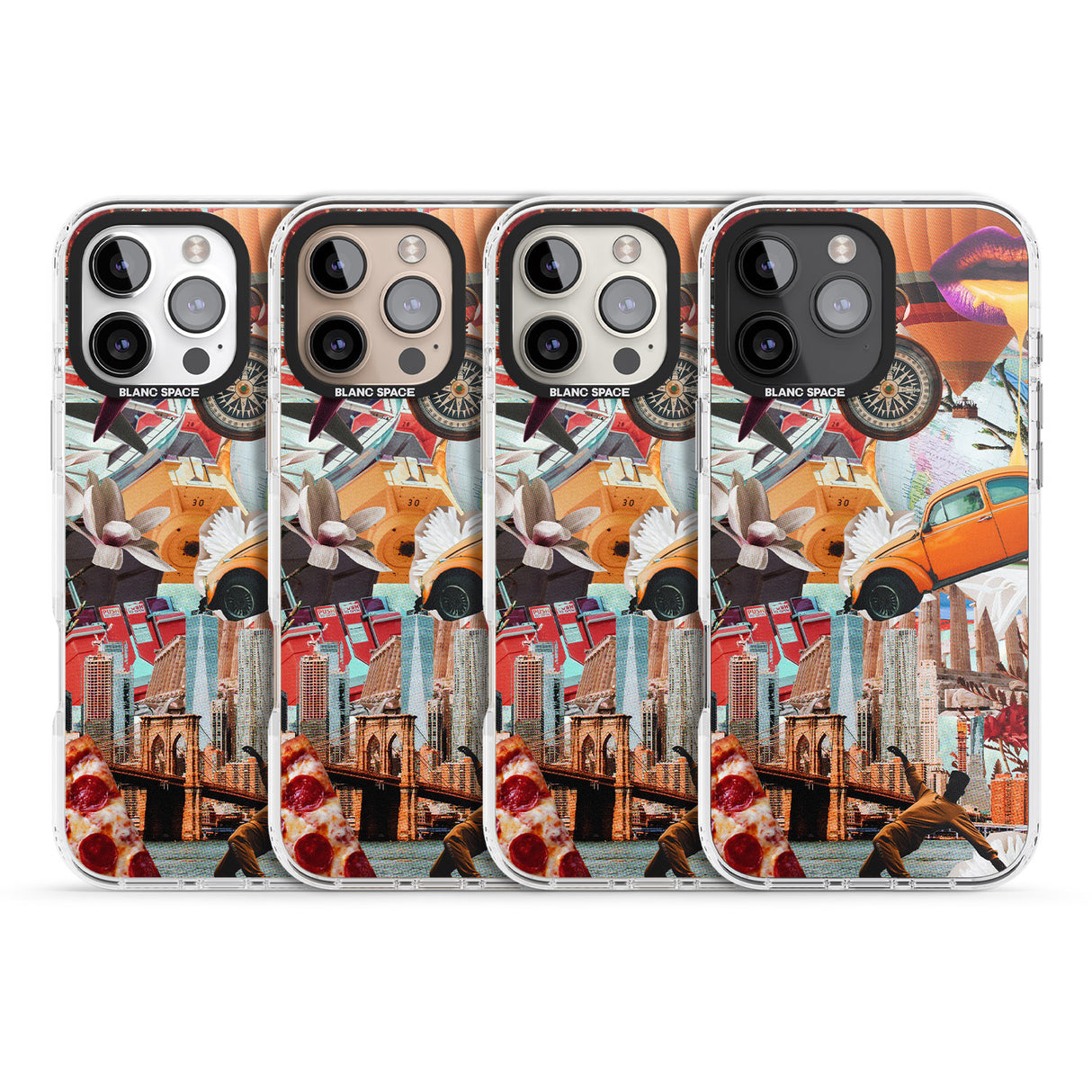 iPhone 16 Pro Max Vintage Collage: New York Mix Black Impact Phone Case