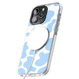 iPhone 16 Pro Max Blue and White Cow Print Black Impact Phone Case