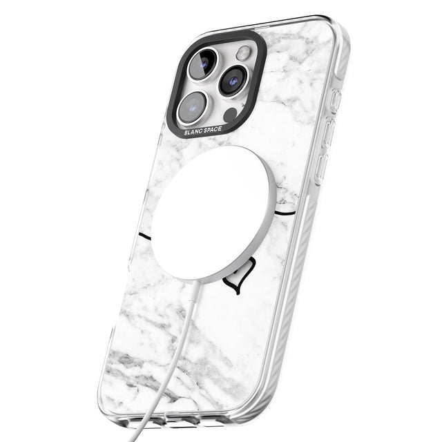 iPhone 16 Pro Max White Marble Black Impact Phone Case