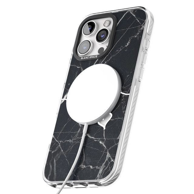 iPhone 16 Pro Max Black Marble Black Impact Phone Case