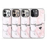 iPhone 16 Pro Max Pink Marble Black Impact Phone Case