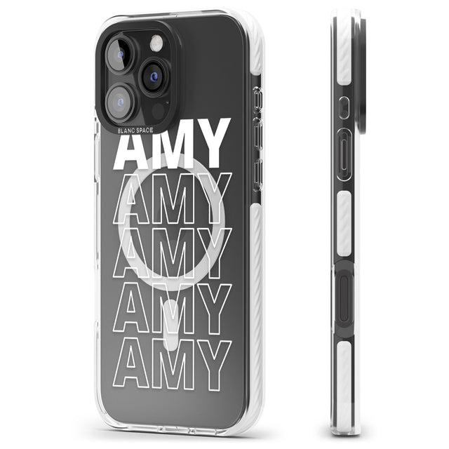 iPhone 16 Pro Max Personalised Clear Text 5C Black Impact Phone Case