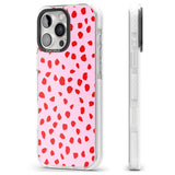 iPhone 16 Pro Max Red on Pink Dalmatian Polka Dot Spots Black Impact Phone Case