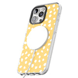 iPhone 16 Pro Max White on Yellow Dalmatian Polka Dot Spots Black Impact Phone Case