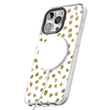 iPhone 16 Pro Max Gold Look on White Dalmatian Polka Dot Spots Black Impact Phone Case