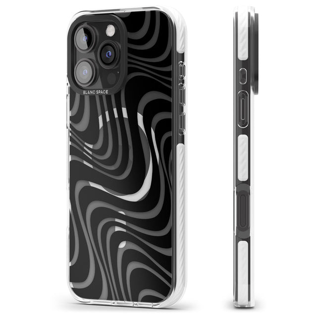 iPhone 16 Pro Max Abstract Waves Black Impact Phone Case